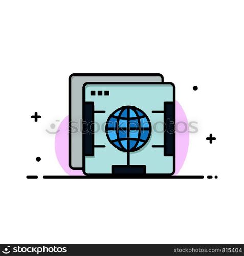 Brower, Internet, Web, Globe Business Flat Line Filled Icon Vector Banner Template