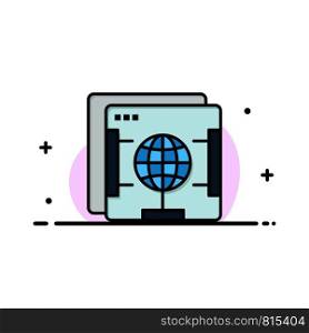 Brower, Internet, Web, Globe Business Flat Line Filled Icon Vector Banner Template