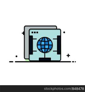 Brower, Internet, Web, Globe Business Logo Template. Flat Color