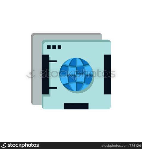 Brower, Internet, Web, Globe Flat Color Icon. Vector icon banner Template