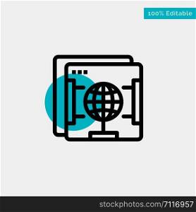 Brower, Internet, Web, Globe turquoise highlight circle point Vector icon