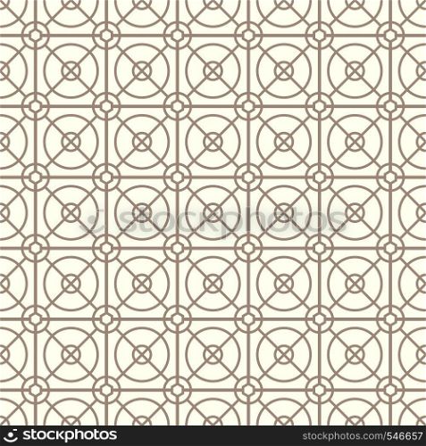 Brown Abstract circle and square and hexagon seamless pattern on pastel background. Modern line and circle pattern for graphic design.