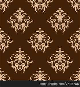 Brown and beige seamless floral pattern background in classic style