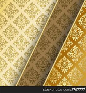 Brown and gold background with abstract flowers and leaves