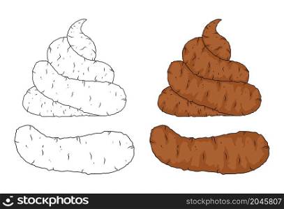 Brown and outline poop icon placed on white background