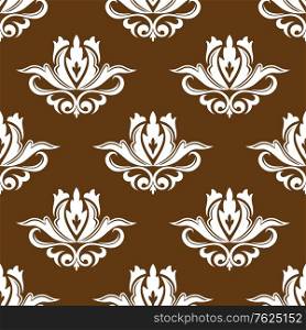 Brown and white floral seamless pattern for wallpaper and fabric design