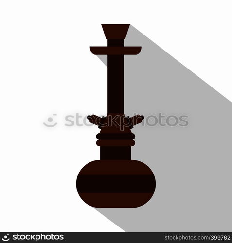 Brown arabic hookah icon. Flat illustration of brown arabic hookah vector icon for web isolated on white background. Brown arabic hookah icon, flat style