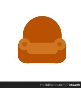 Brown armchair. Soft classic seat. Detail of interior of the living room. Flat cartoon illustration. Brown armchair. Soft classic seat.