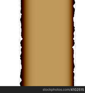 brown background with torn edges and white paper strip