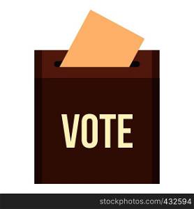 Brown ballot box for collecting votes icon flat isolated on white background vector illustration. Brown ballot box for collecting votes icon