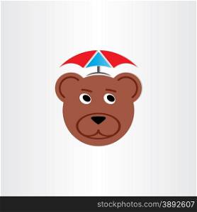 brown bear head with umbrella symbol