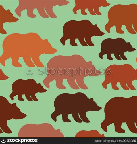 Brown bear seamless pattern. Background of wild animal Alaska. Siberian mammals. Fabric ornament
