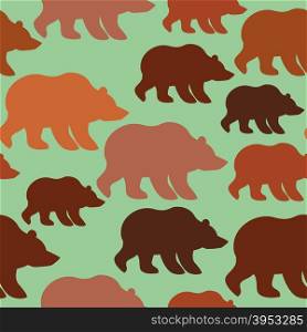 Brown bear seamless pattern. Background of wild animal Alaska. Siberian mammals. Fabric ornament