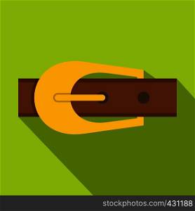 Brown belt icon. Flat illustration of brown belt vector icon for web on lime background. Brown belt icon, flat style