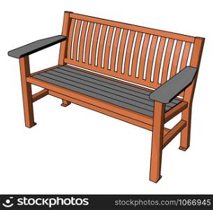 Brown bench, illustration, vector on white background.