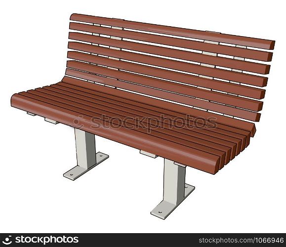 Brown bench, illustration, vector on white background.
