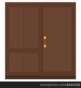 Brown big door with door knob isolated on white background. Vector clipart.. Brown big door with door knob isolated on white background. Clipart.