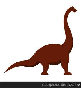 Brown brachiosaurus dinosaur icon flat isolated on white background vector illustration. Brown brachiosaurus dinosaur icon isolated
