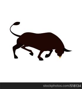 Brown bull icon in flat style isolated on white background. Brown bull icon, flat style