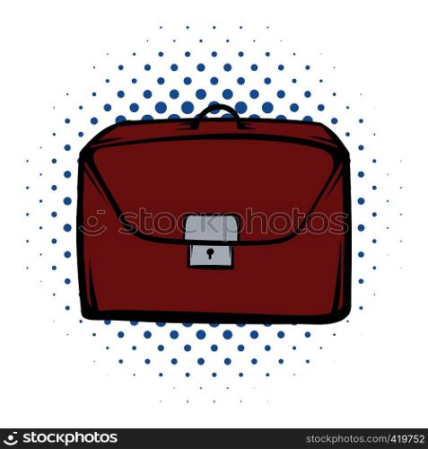Brown business briefcase comics icon on a white background. Brown business briefcase comics icon
