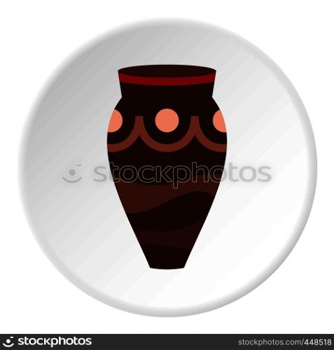 Brown ceramic vase icon in flat circle isolated vector illustration for web. Brown ceramic vase icon circle