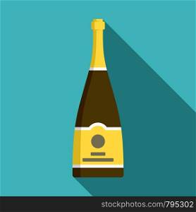 Brown champagne icon. Flat illustration of brown champagne vector icon for web design. Brown champagne icon, flat style