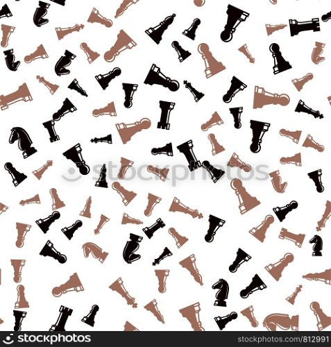 Brown chess pieces seamless pattern with white background. Vector illustration. Brown chess pieces seamless pattern