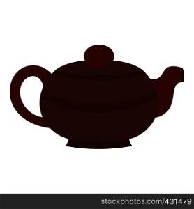 Brown chinese teapot icon flat isolated on white background vector illustration. Brown chinese teapot icon isolated