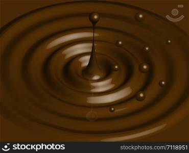 brown chocolate drop to fal in liquid