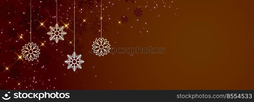 brown christmas snowflakes banner with text space