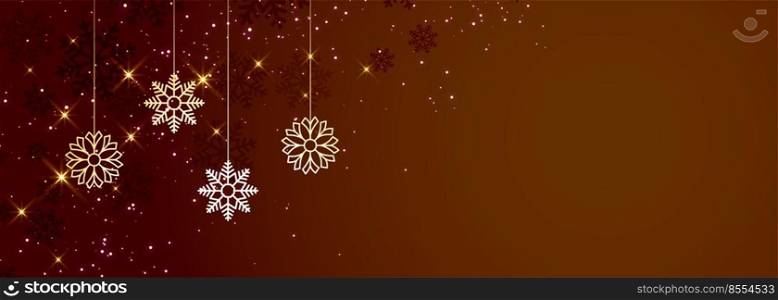 brown christmas snowflakes banner with text space