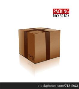 Brown closed carton delivery packaging box with fragile signs isolated on white background. Brown closed carton delivery packaging box with fragile signs isolated on white background vector illustration.
