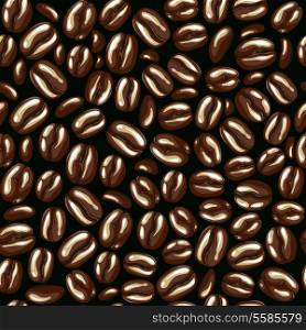 Brown coffee beans dark roasted grain seamless pattern vector illustration