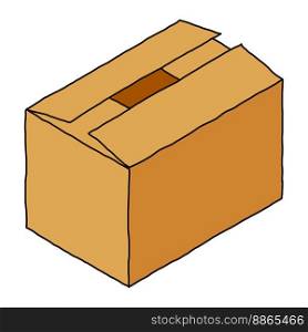 brown corrugated cardboard packet hand drawn illustration. cardboard box illustration