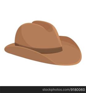 Brown cowboy hat icon cartoon vector. West rodeo. Head costume. Brown cowboy hat icon cartoon vector. West rodeo