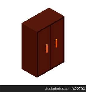 Brown cupboard isometric 3d icon. Furniture bedroom cupboard on a white background. Brown cupboard isometric 3d icon