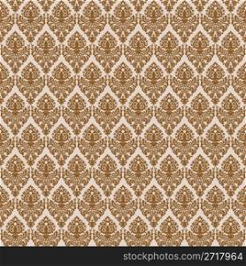 brown damask seamless texture, abstract pattern; vector art illustration