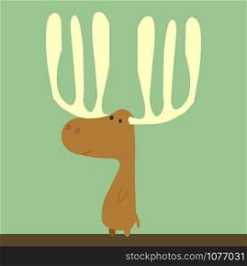 Brown deer, illustration, vector on white background.
