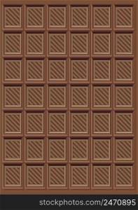 Brown delicious chocolate bar pattern with sweet product block of milk sort vector illustration. Brown Delicious Chocolate Bar Pattern