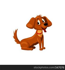 Brown dog icon in cartoon style on a white background. Brown dog icon, cartoon style