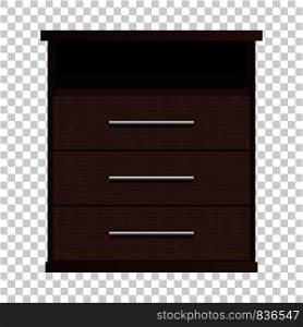 Brown drawers mockup. Realistic illustration of brown drawers vector mockup for on transparent background. Brown drawers mockup, realistic style