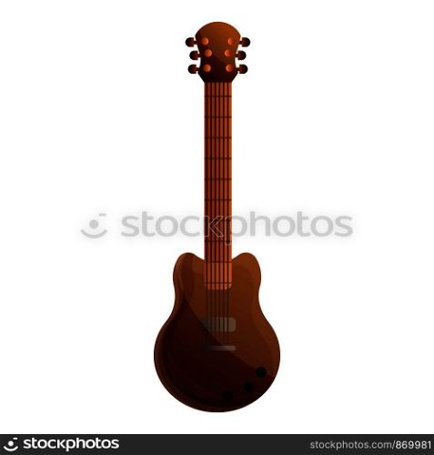 Brown electric guitar icon. Cartoon of brown electric guitar vector icon for web design isolated on white background. Brown electric guitar icon, cartoon style