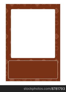 Brown frame with memphis style figures brochure element design. Vector illustration with empty copy space for text. Editable shapes for poster decoration. Creative and customizable frame. Brown frame with memphis style figures brochure element design