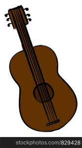 Brown guitar, illustration, vector on white background.