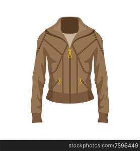 Brown jacket on a white background. Vector flat illustration.