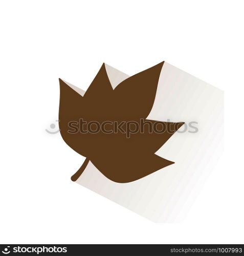 Brown leaf color icon with shadow. Flat vector illustration. Brown leaf icon with shadow. Flat vector illustration