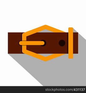 Brown leather belt icon. Flat illustration of brown leather belt vector icon for web on white background. Brown leather belt icon, flat style