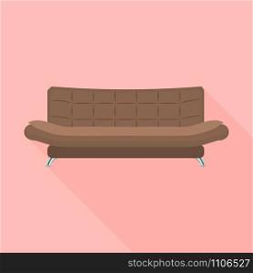 Brown leather sofa icon. Flat illustration of brown leather sofa vector icon for web design. Brown leather sofa icon, flat style