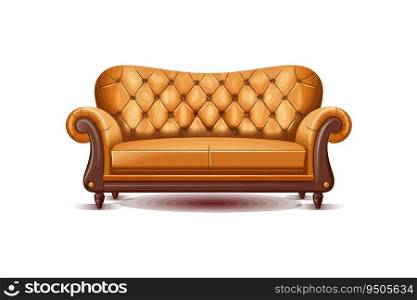 Brown leather sofa. Vector illustration design.