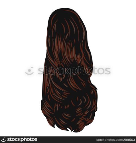 Brown long back.Back hairstyle single icon in cartoon style